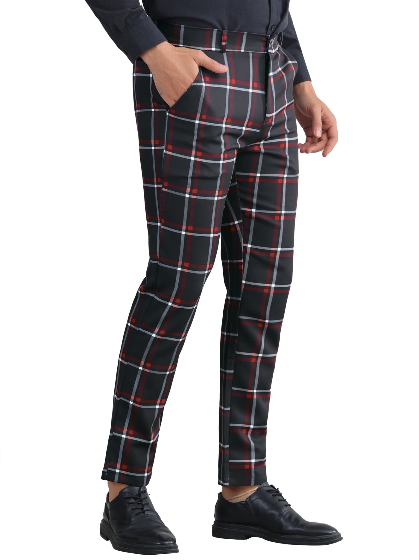 Bublédon Plaid Printed Pants for Men's Regular Fit Flat Front Office Checked Slacks