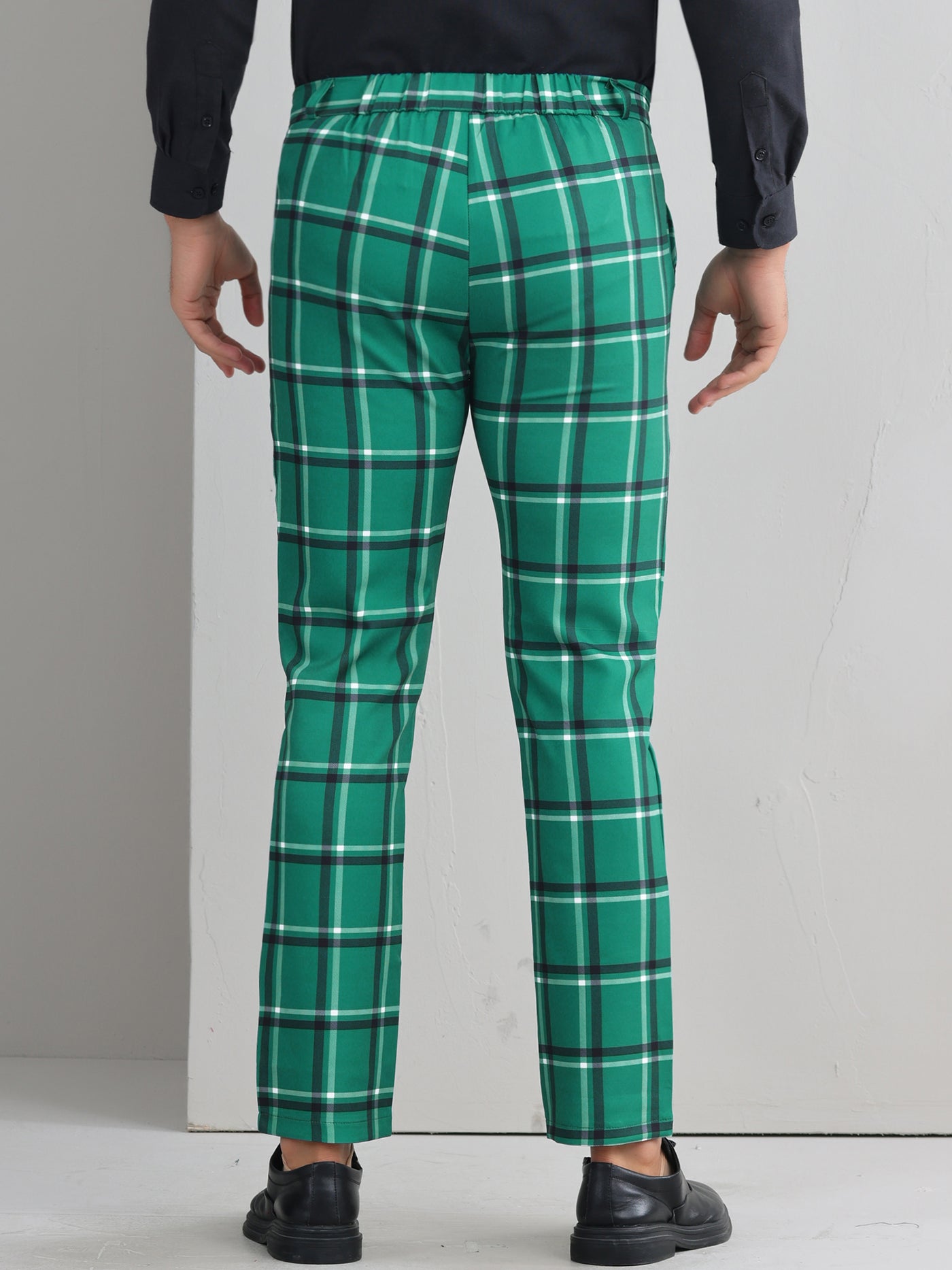 Bublédon Plaid Printed Pants for Men's Regular Fit Flat Front Office Checked Slacks