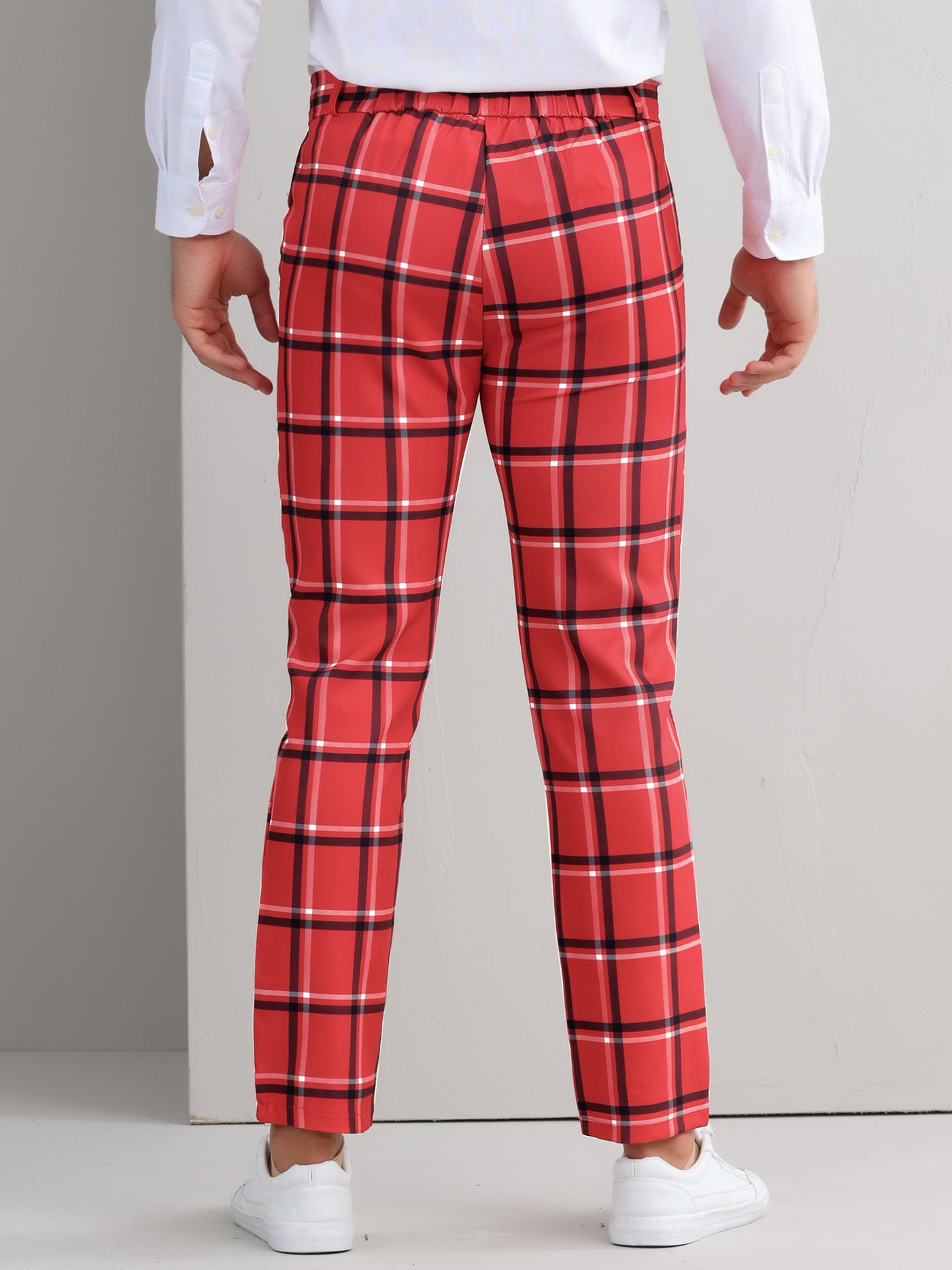 Bublédon Plaid Printed Pants for Men's Regular Fit Flat Front Office Checked Slacks