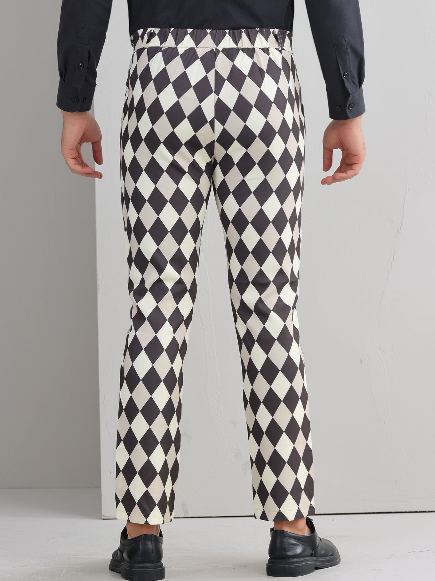 Bublédon Argyle Dress Pants for Men's Flat Front Straight Leg Plaid Printed Trousers