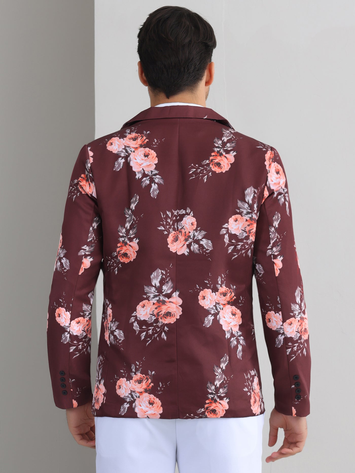 Bublédon Floral Sport Coats for Men's Slim Fit Dress Party Flower Printed Blazers