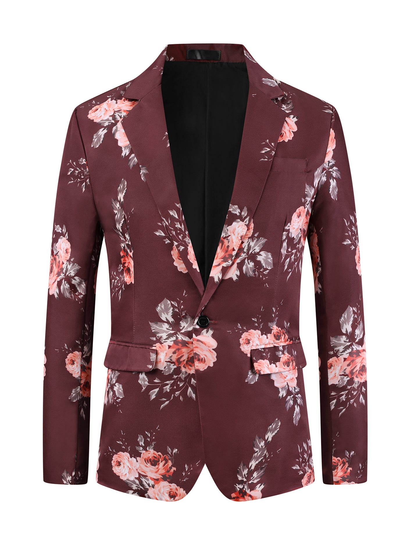 Bublédon Floral Sport Coats for Men's Slim Fit Dress Party Flower Printed Blazers