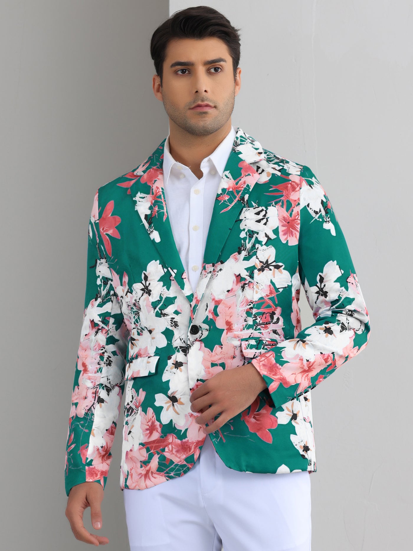 Bublédon Floral Sport Coats for Men's Slim Fit Dress Party Flower Printed Blazers