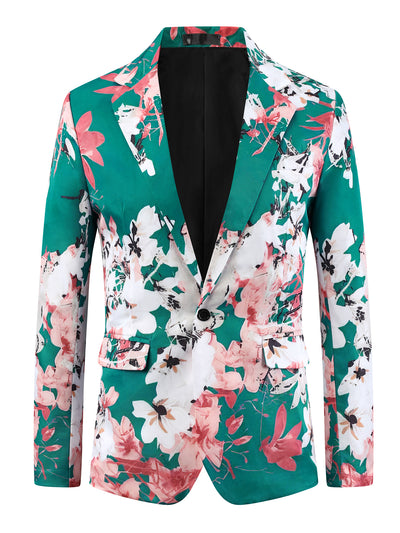 Floral Sport Coats for Men's Slim Fit Dress Party Flower Printed Blazers