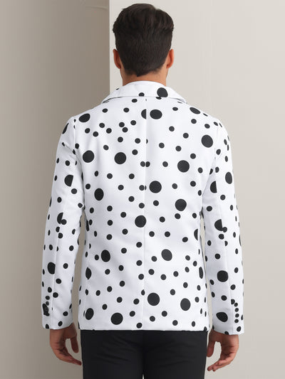 Polka Dots Blazers for Men's One Button Notched Lapel Prom Suit Jackets