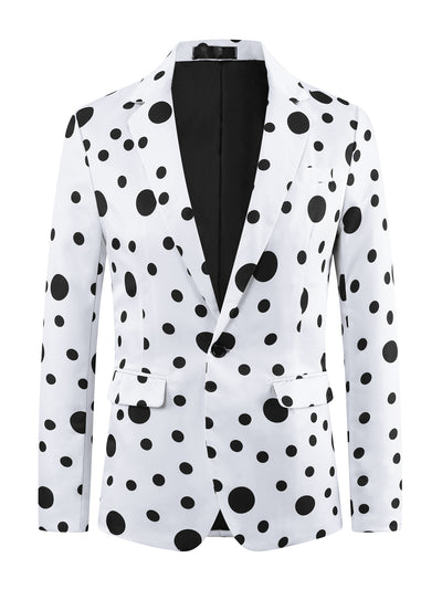 Polka Dots Blazers for Men's One Button Notched Lapel Prom Suit Jackets