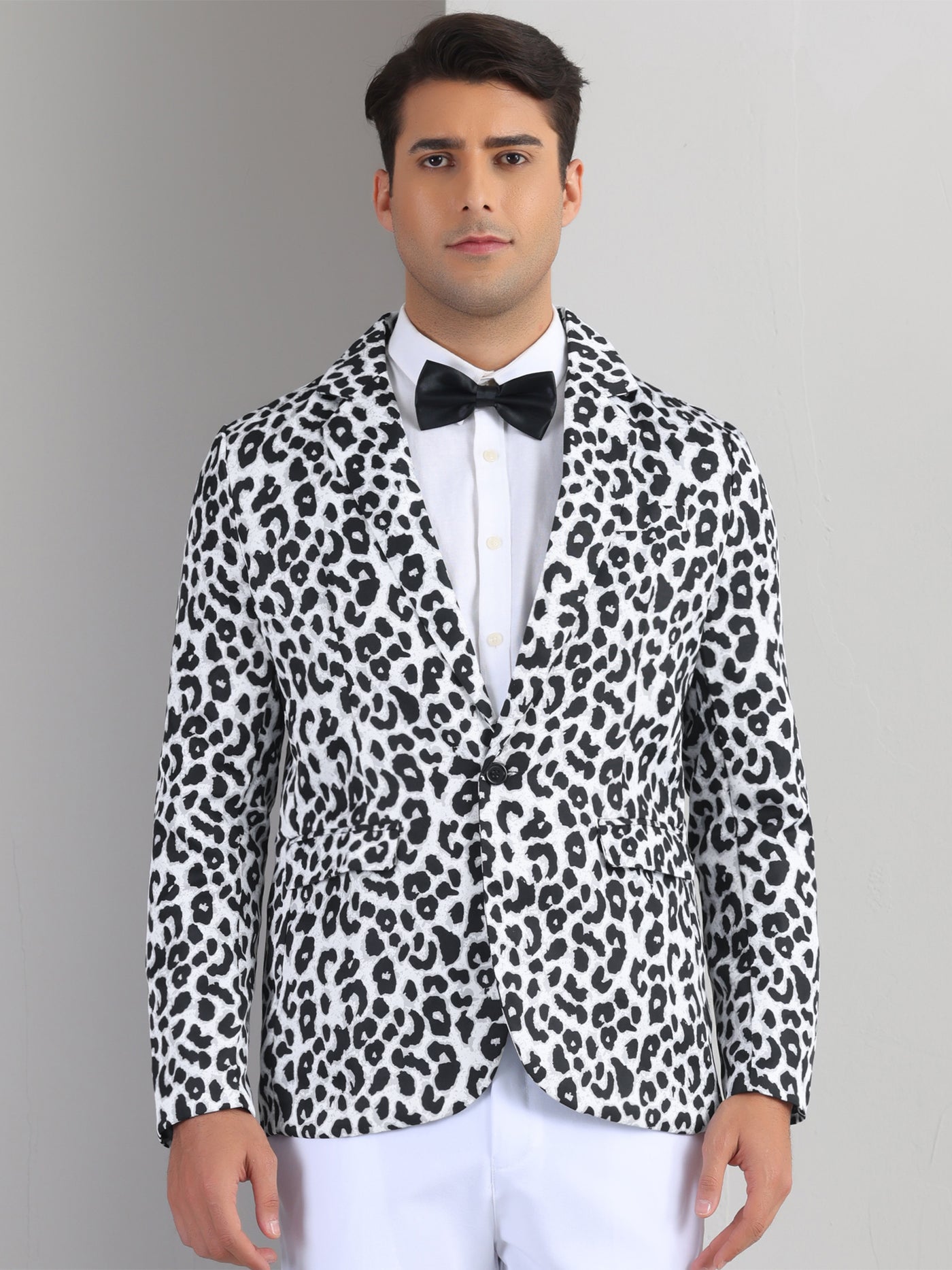 Bublédon Animal Printed Blazers for Men's Peak Lapel One Button Slim Fit Party Tuxedo Sports Coats