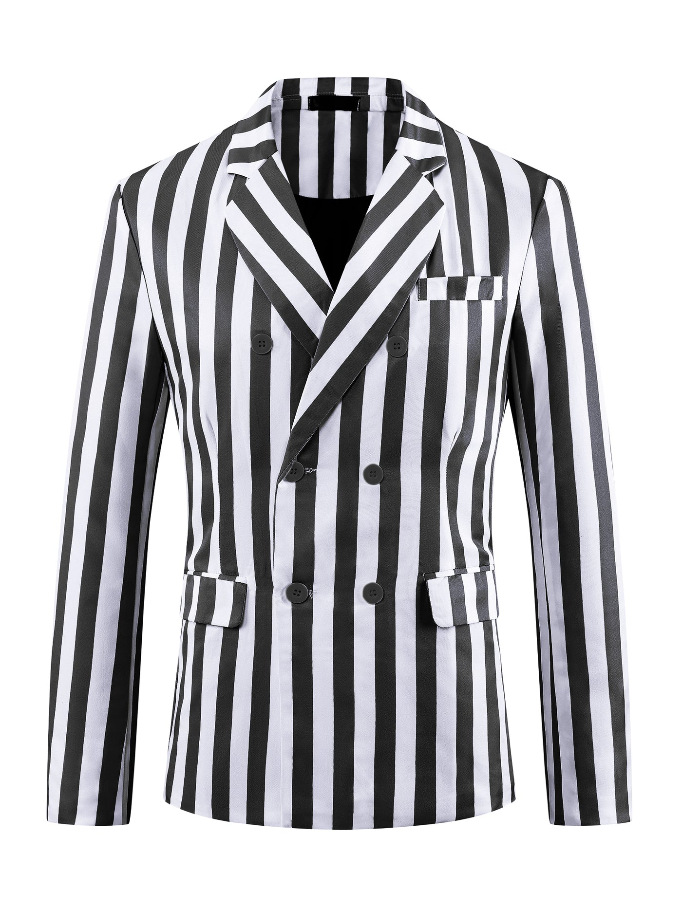 Bublédon Striped Blazers for Men's Peak Lapel Sports Coat Double Breasted Business Stripes Suit Jacket