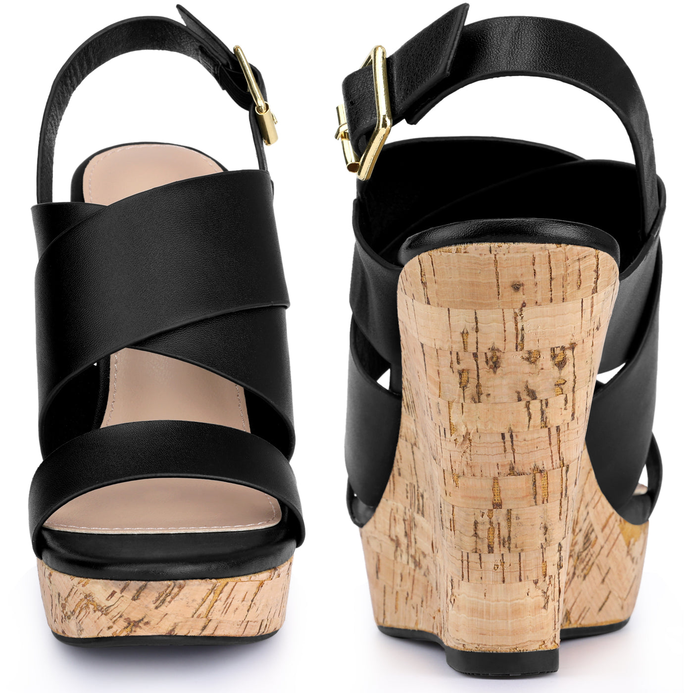 Bublédon Open Toe Platform Wedge Sandals for Women