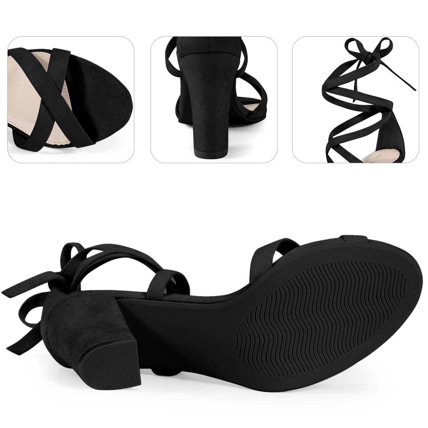 Bublédon Lace Up Strappy Block Heel Sandals for Women