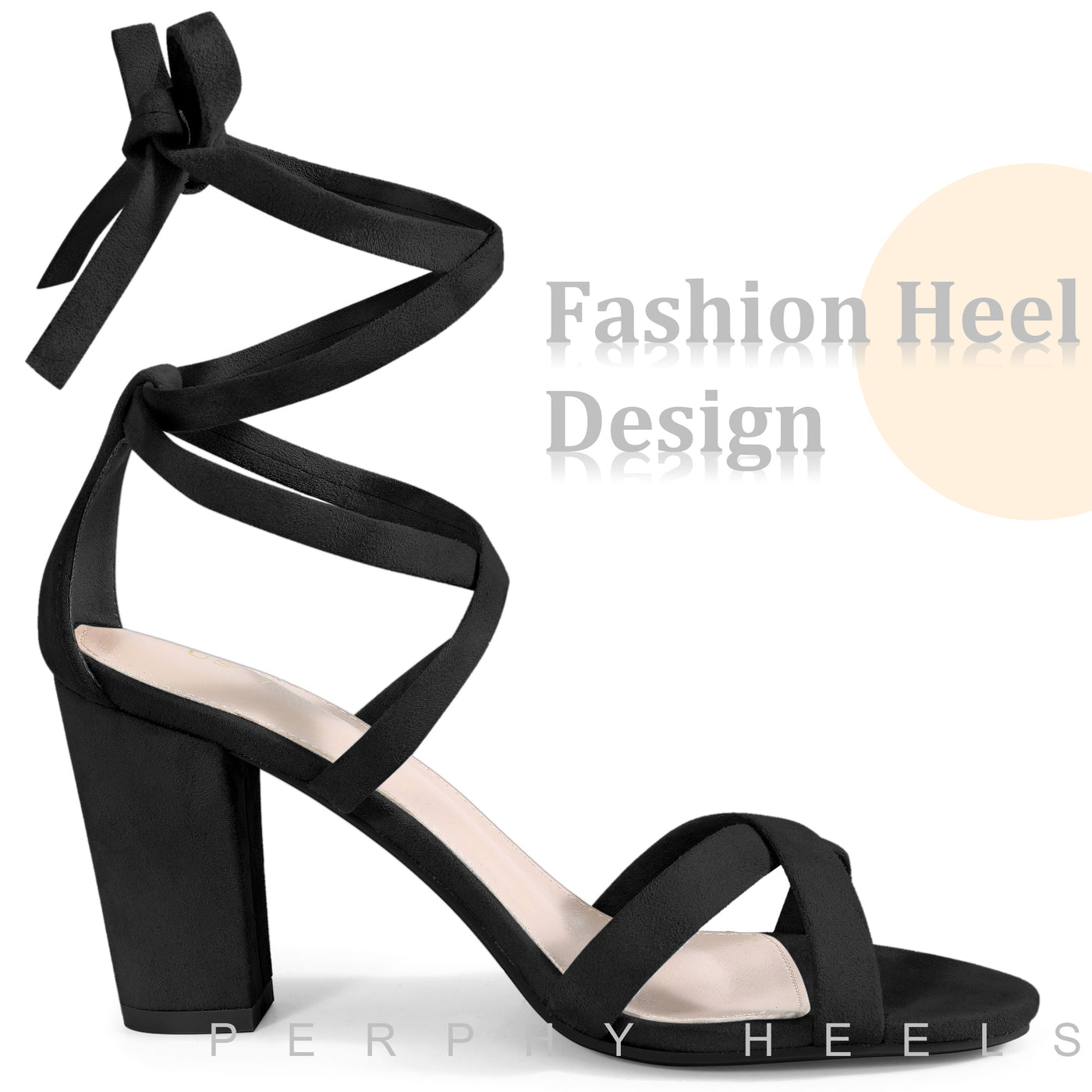 Bublédon Lace Up Strappy Block Heel Sandals for Women