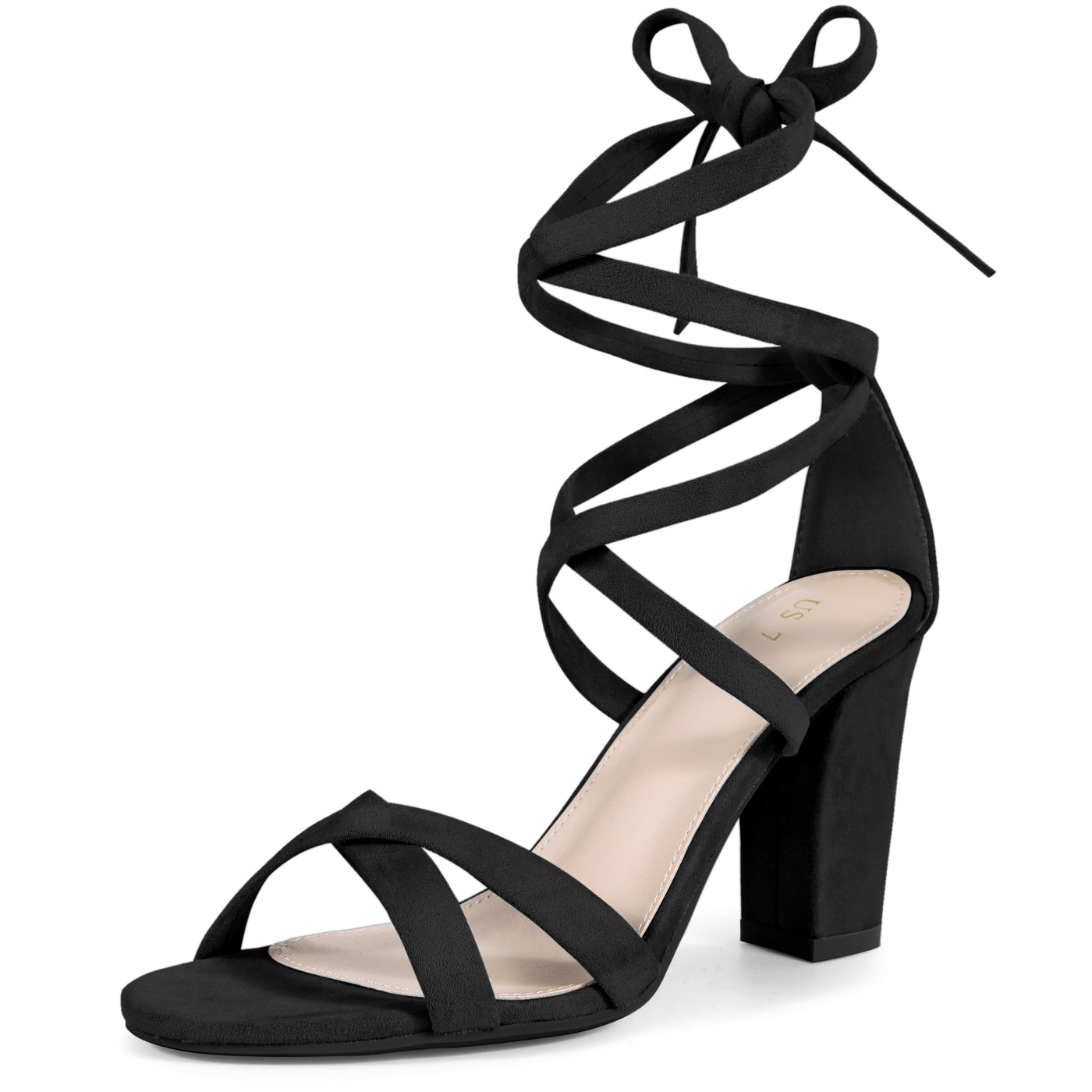 Bublédon Lace Up Strappy Block Heel Sandals for Women