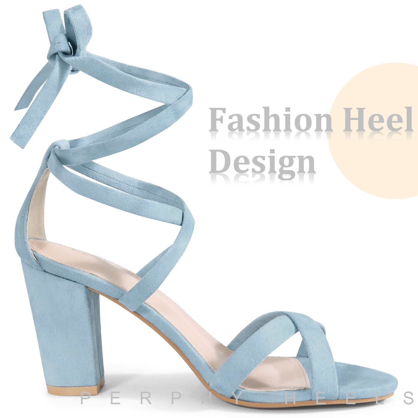 Bublédon Lace Up Strappy Block Heel Sandals for Women