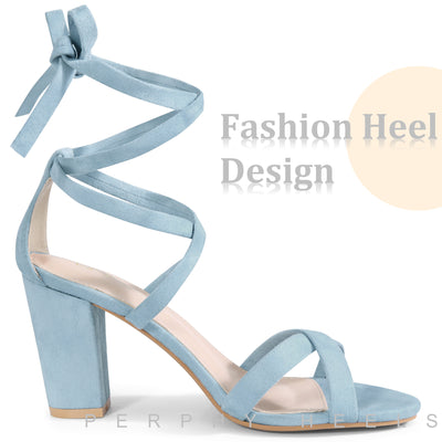 Lace Up Strappy Block Heel Sandals for Women