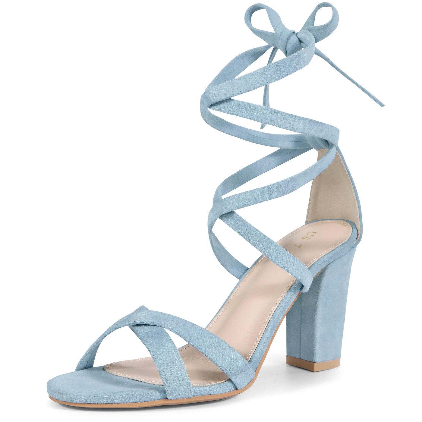 Bublédon Lace Up Strappy Block Heel Sandals for Women