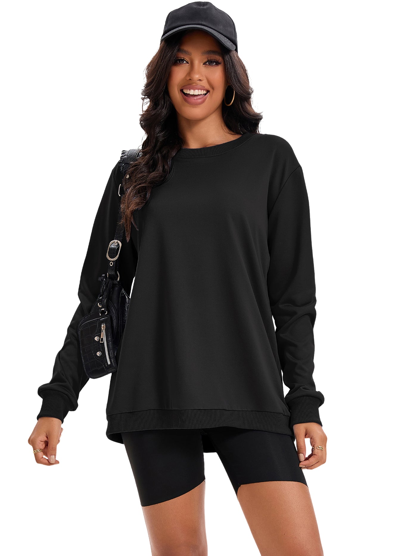 Bublédon Onfers Womens Sweatshirt Crew Neck Long Sleeve Hoodie Oversized Pullover Tunic Tops Trendy