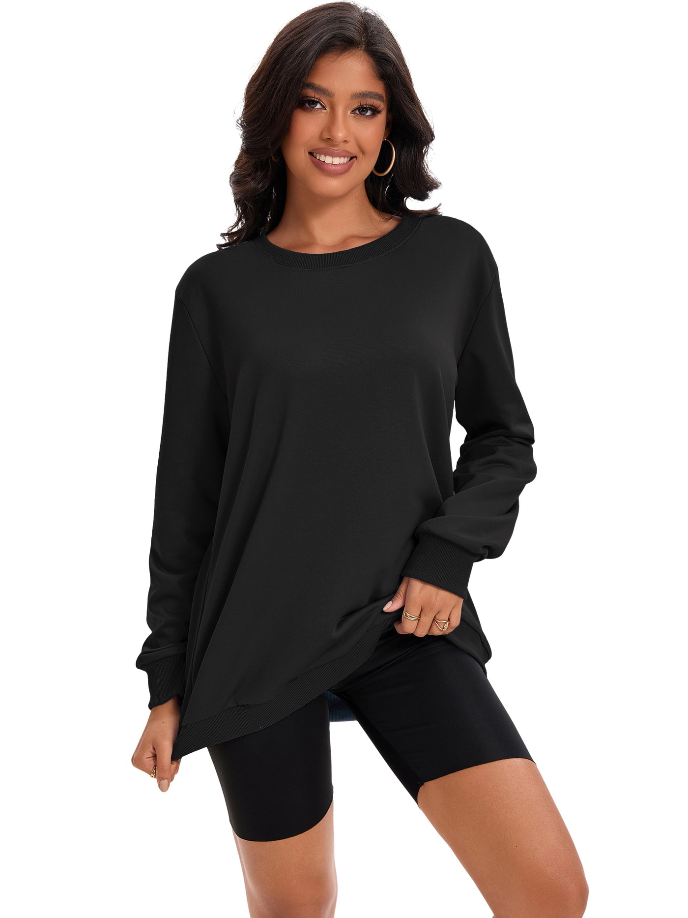 Bublédon Onfers Womens Sweatshirt Crew Neck Long Sleeve Hoodie Oversized Pullover Tunic Tops Trendy