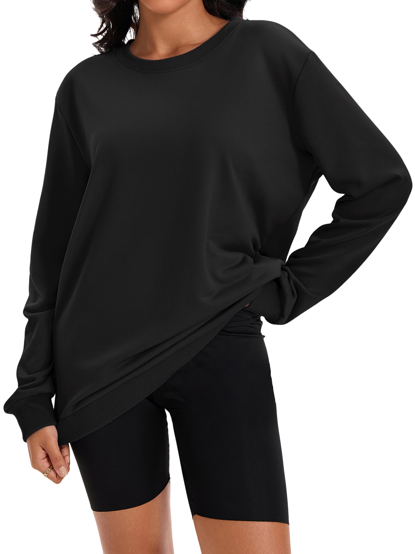 Bublédon Onfers Womens Sweatshirt Crew Neck Long Sleeve Hoodie Oversized Pullover Tunic Tops Trendy