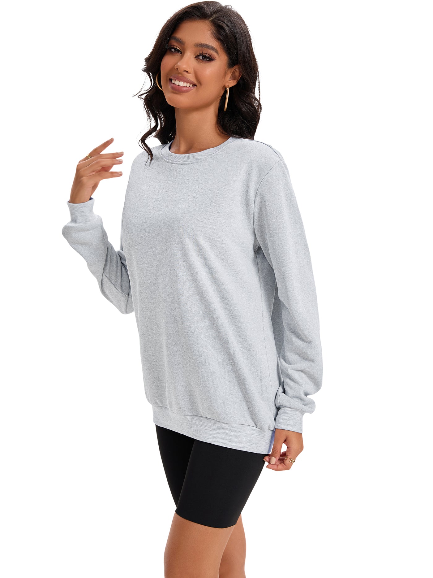 Bublédon Onfers Womens Sweatshirt Crew Neck Long Sleeve Hoodie Oversized Pullover Tunic Tops Trendy