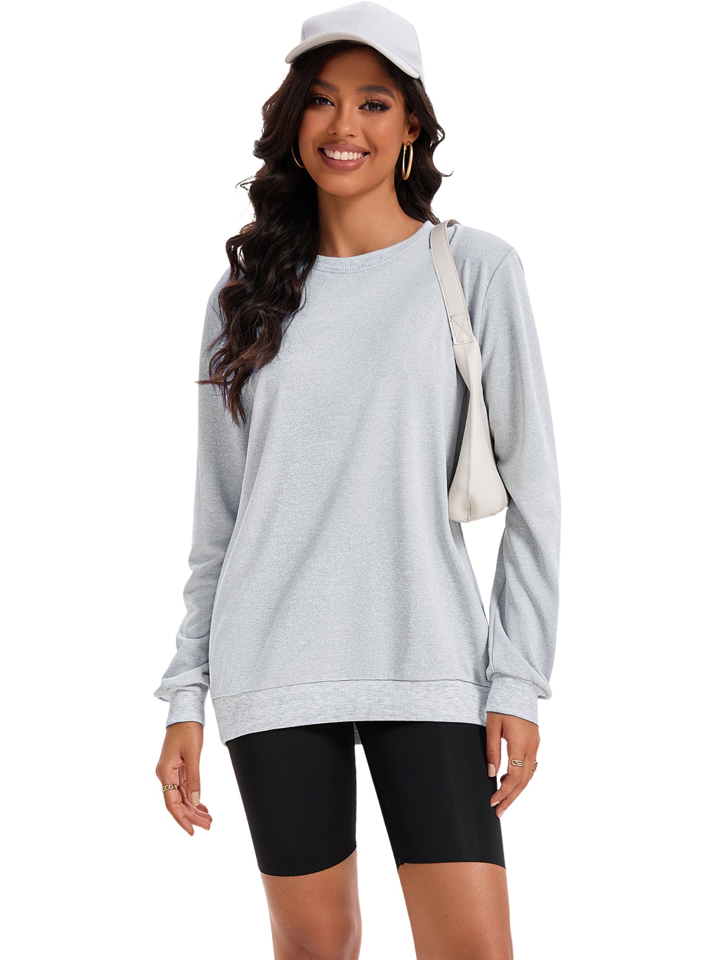 Bublédon Onfers Womens Sweatshirt Crew Neck Long Sleeve Hoodie Oversized Pullover Tunic Tops Trendy