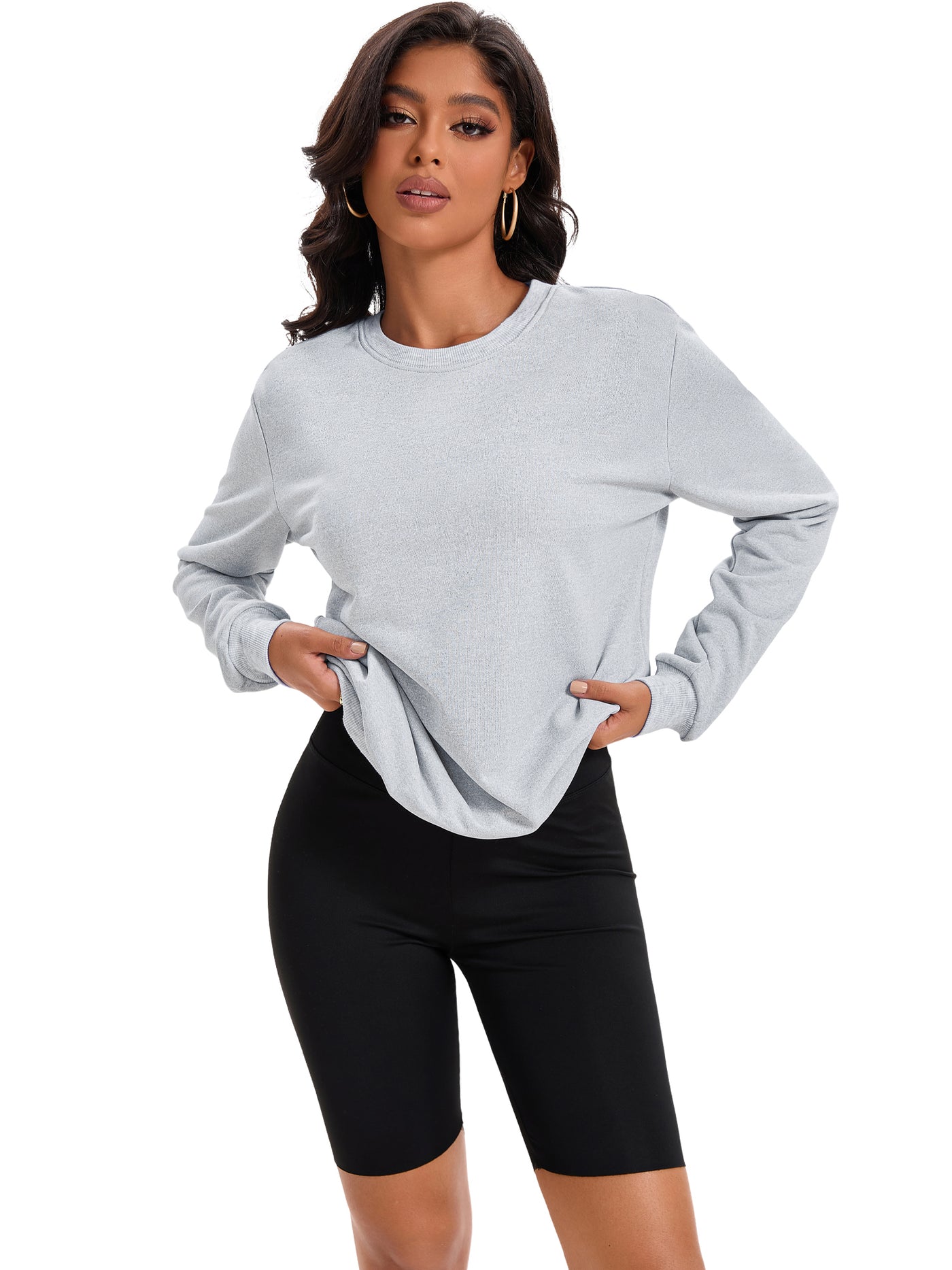 Bublédon Onfers Womens Sweatshirt Crew Neck Long Sleeve Hoodie Oversized Pullover Tunic Tops Trendy