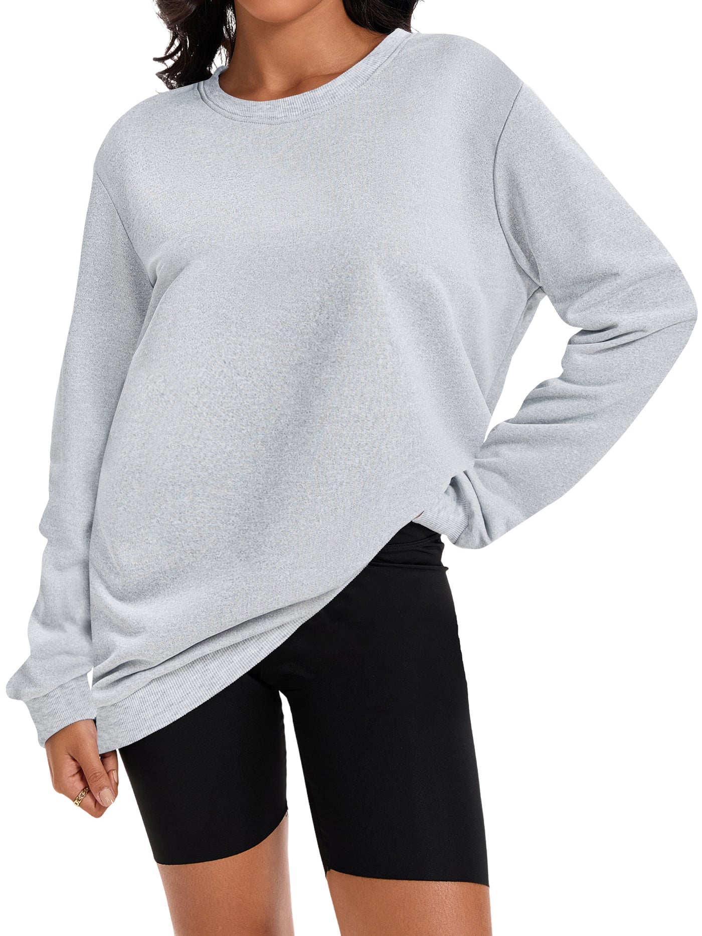 Bublédon Onfers Womens Sweatshirt Crew Neck Long Sleeve Hoodie Oversized Pullover Tunic Tops Trendy