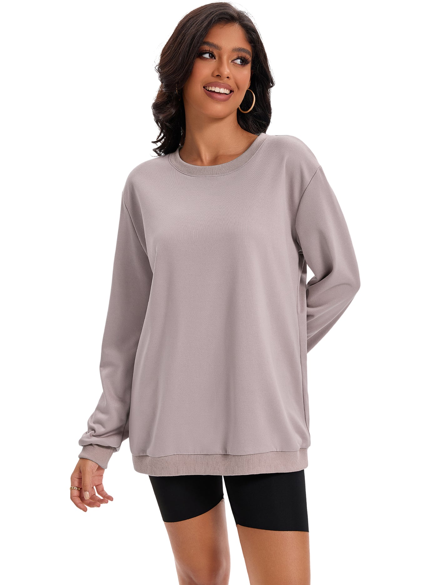 Bublédon Onfers Womens Sweatshirt Crew Neck Long Sleeve Hoodie Oversized Pullover Tunic Tops Trendy