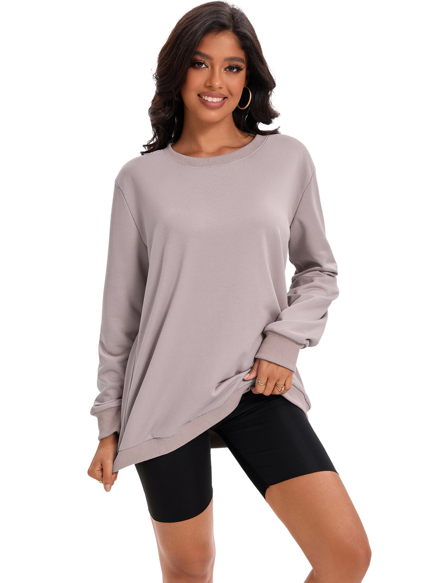 Bublédon Onfers Womens Sweatshirt Crew Neck Long Sleeve Hoodie Oversized Pullover Tunic Tops Trendy