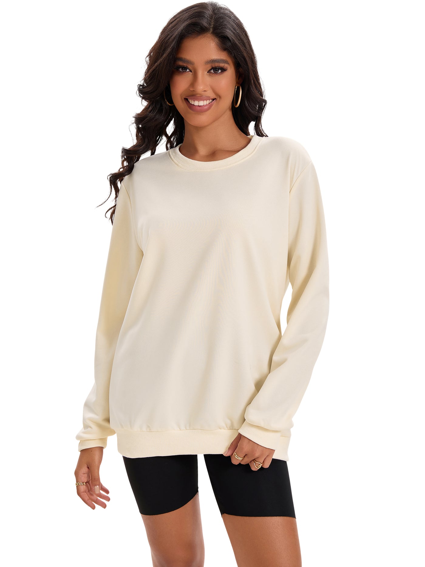 Bublédon Onfers Womens Sweatshirt Crew Neck Long Sleeve Hoodie Oversized Pullover Tunic Tops Trendy