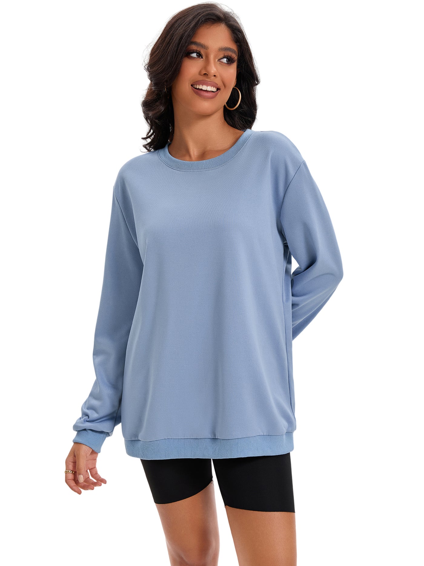 Bublédon Onfers Womens Sweatshirt Crew Neck Long Sleeve Hoodie Oversized Pullover Tunic Tops Trendy