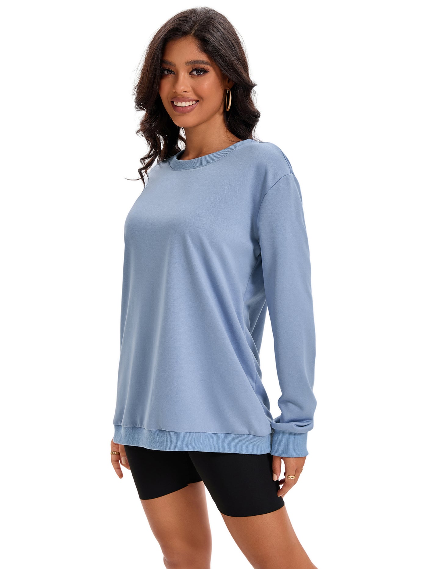 Bublédon Onfers Womens Sweatshirt Crew Neck Long Sleeve Hoodie Oversized Pullover Tunic Tops Trendy