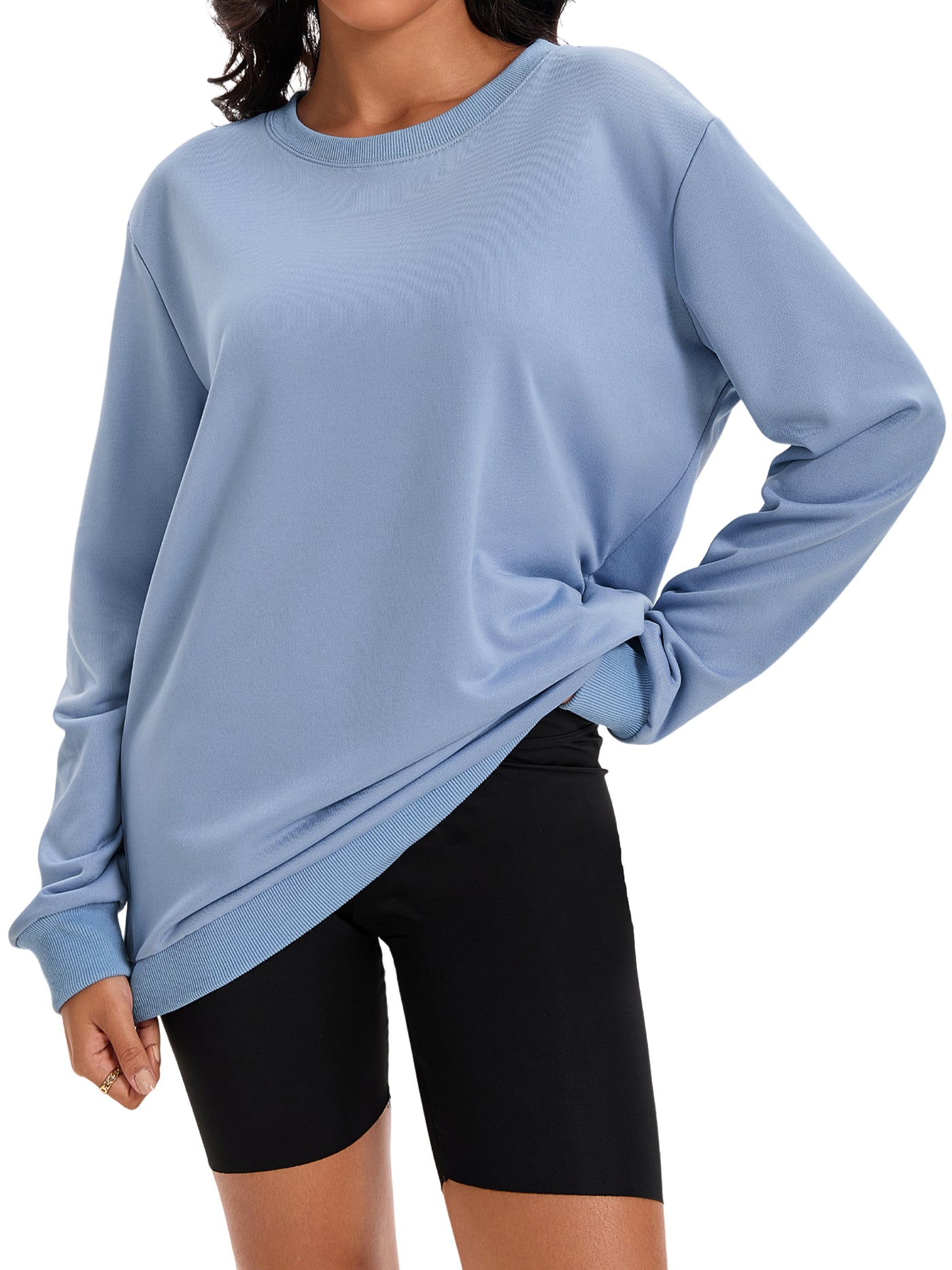 Bublédon Onfers Womens Sweatshirt Crew Neck Long Sleeve Hoodie Oversized Pullover Tunic Tops Trendy