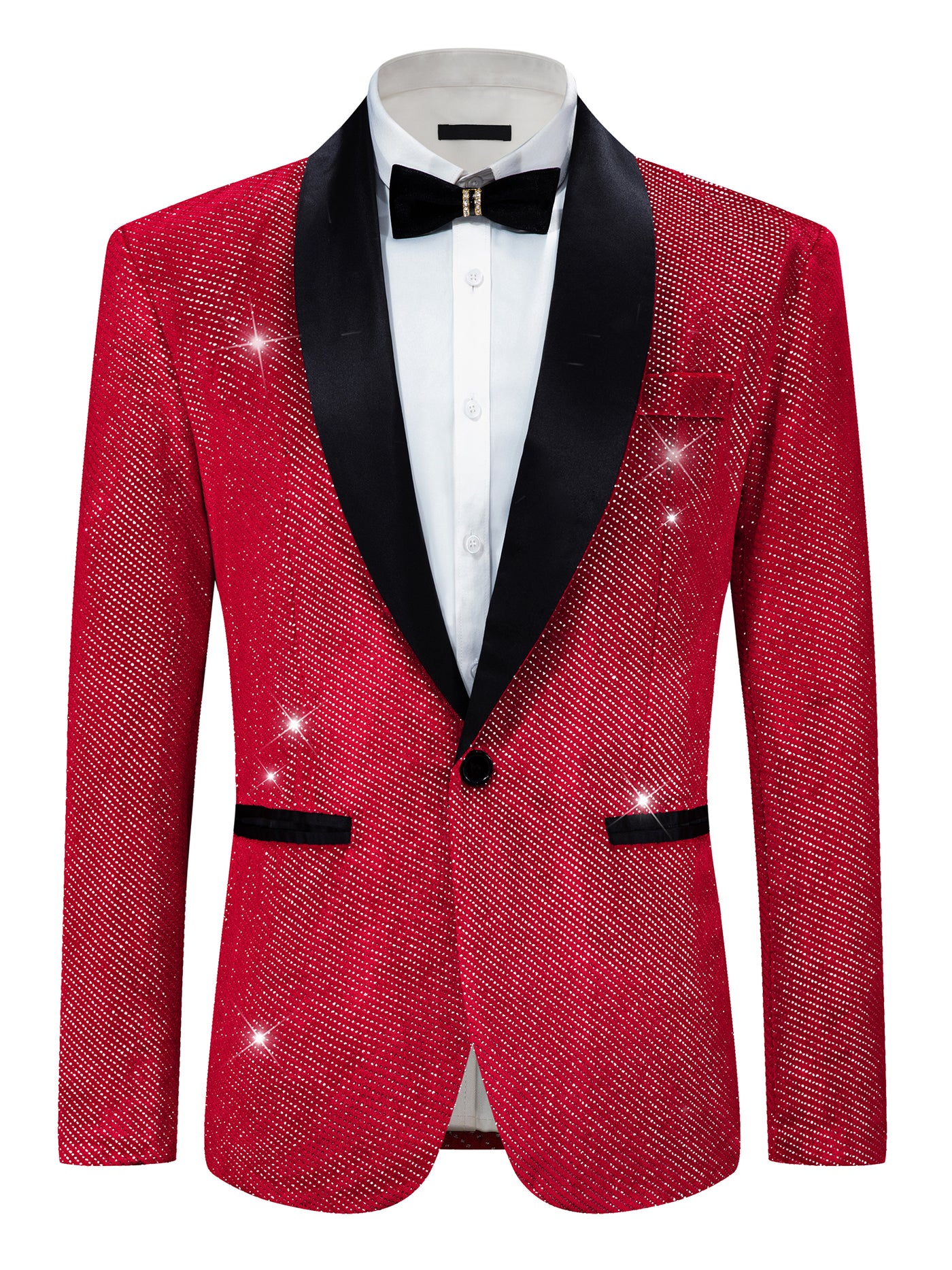 Bublédon Sparkly Blazers for Men's Wedding Shawl Lapel Single-Brested Metallic Suit Jackets Glitter Sports Coat