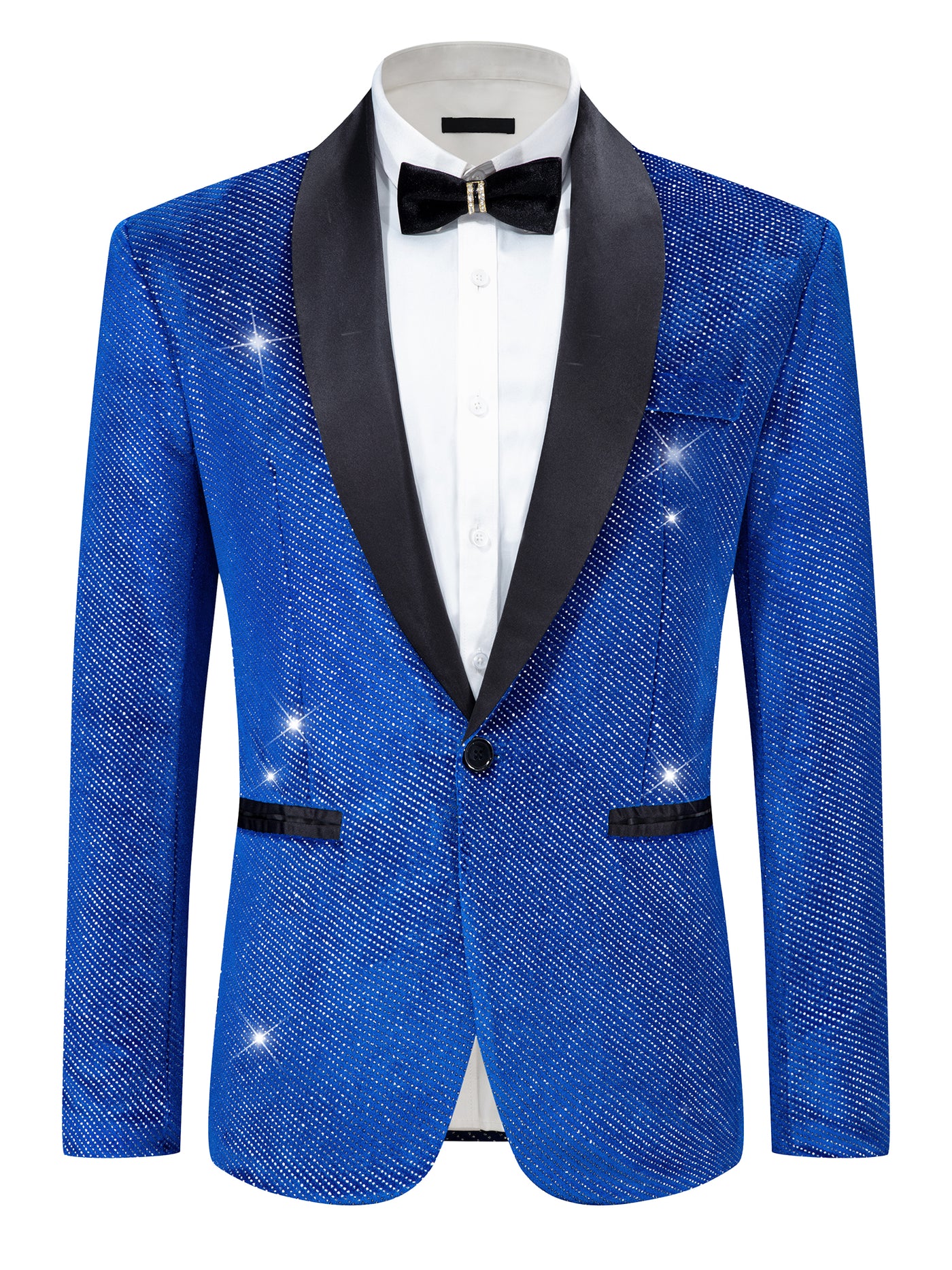 Bublédon Sparkly Blazers for Men's Wedding Shawl Lapel Single-Brested Metallic Suit Jackets Glitter Sports Coat