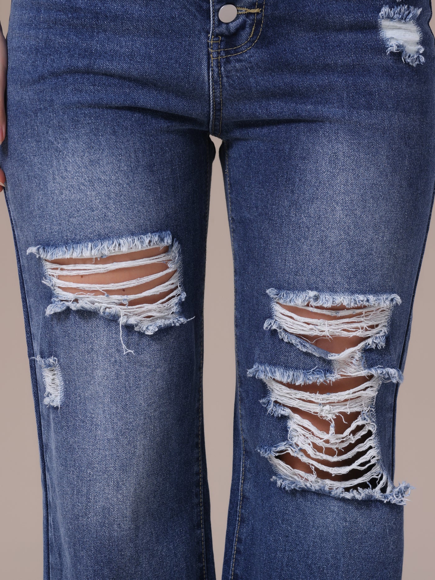 Bublédon Women's Ripped Jeans Distressed Button Front Stretchy Hole Destroyed High Rise Denim Pants