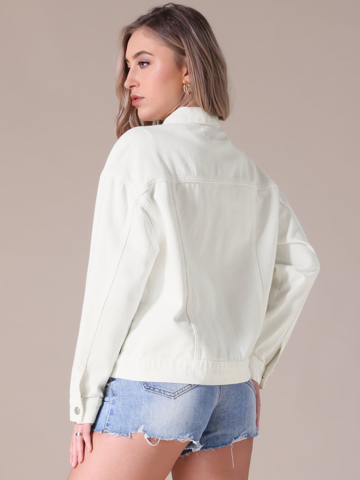 Bublédon CIMUK Women's Oversized Denim Button Down Pockets Jean Jacket