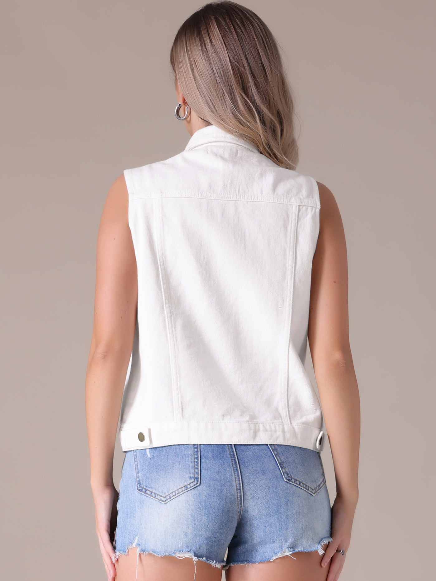 Bublédon CIMUK Women's Denim Vest Button Down Chest Flap Pockets Washed Distressed Sleeveless Jean Jacket