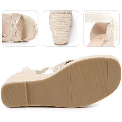 Lace Up Platform Espadrilles Wedges Heel Sandals for Women