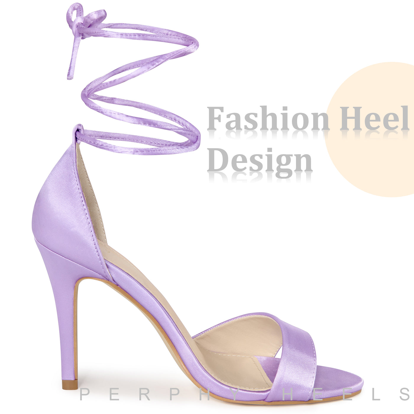 Bublédon Satin Lace Up Stiletto Heel Sandals for Women