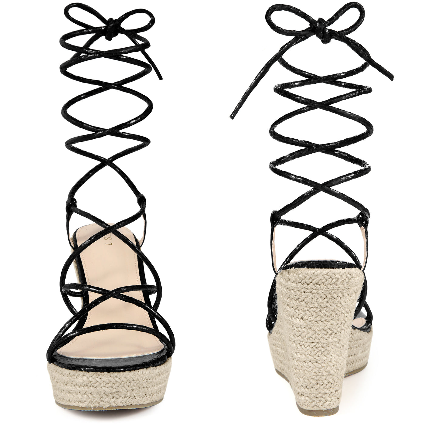 Bublédon Platform Espadrille Sandal Lace Up Wedge Heels Sandals for Women