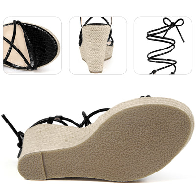 Platform Espadrille Sandal Lace Up Wedge Heels Sandals for Women