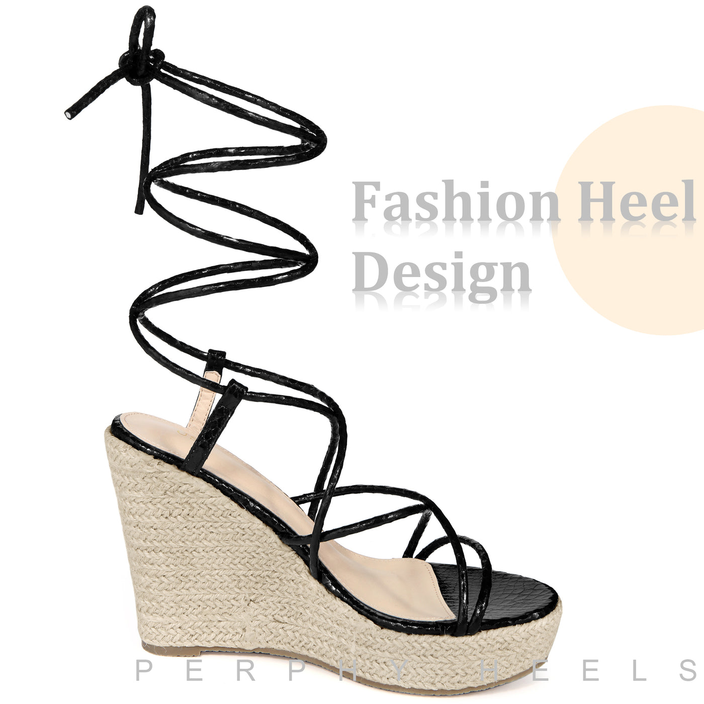 Bublédon Platform Espadrille Sandal Lace Up Wedge Heels Sandals for Women