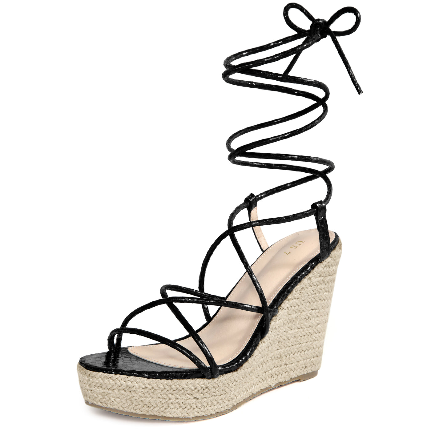 Bublédon Platform Espadrille Sandal Lace Up Wedge Heels Sandals for Women