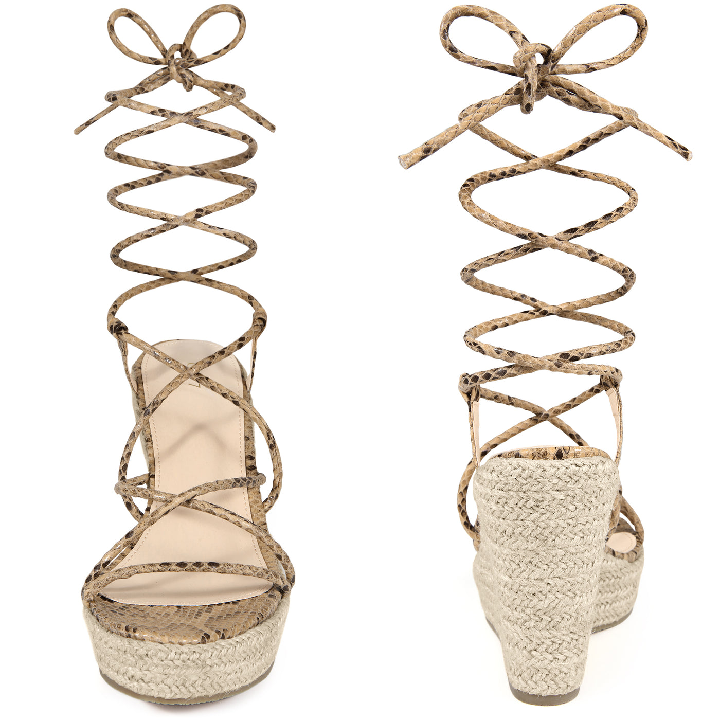 Bublédon Platform Espadrille Sandal Lace Up Wedge Heels Sandals for Women