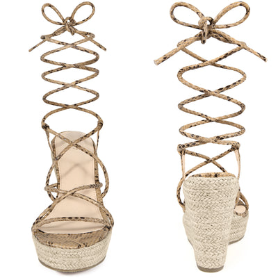 Platform Espadrille Sandal Lace Up Wedge Heels Sandals for Women