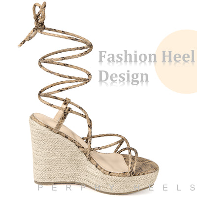 Platform Espadrille Sandal Lace Up Wedge Heels Sandals for Women