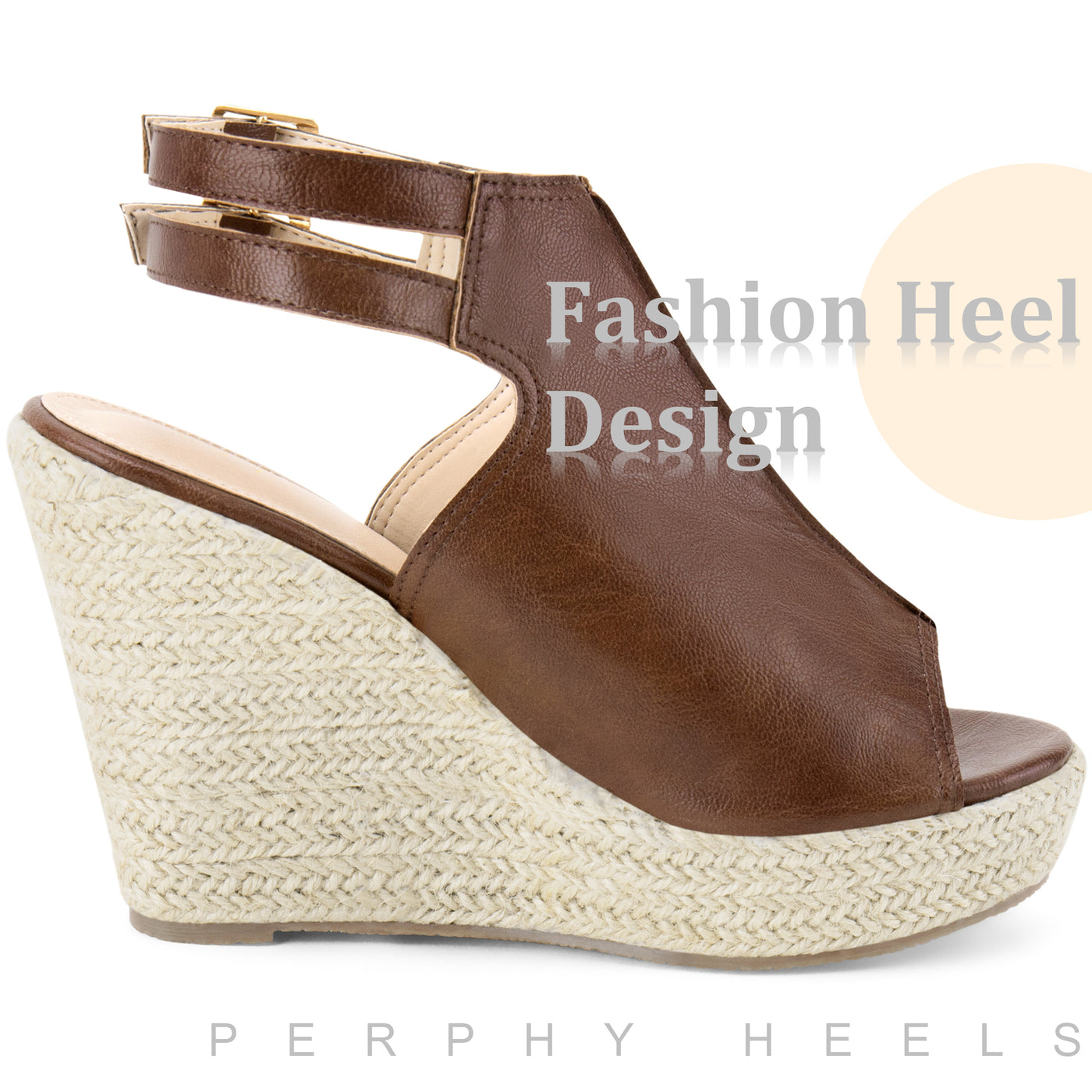 Bublédon Peep Toe Double Ankle Strap Espadrilles Platform Wedges Heel Sandals for Women