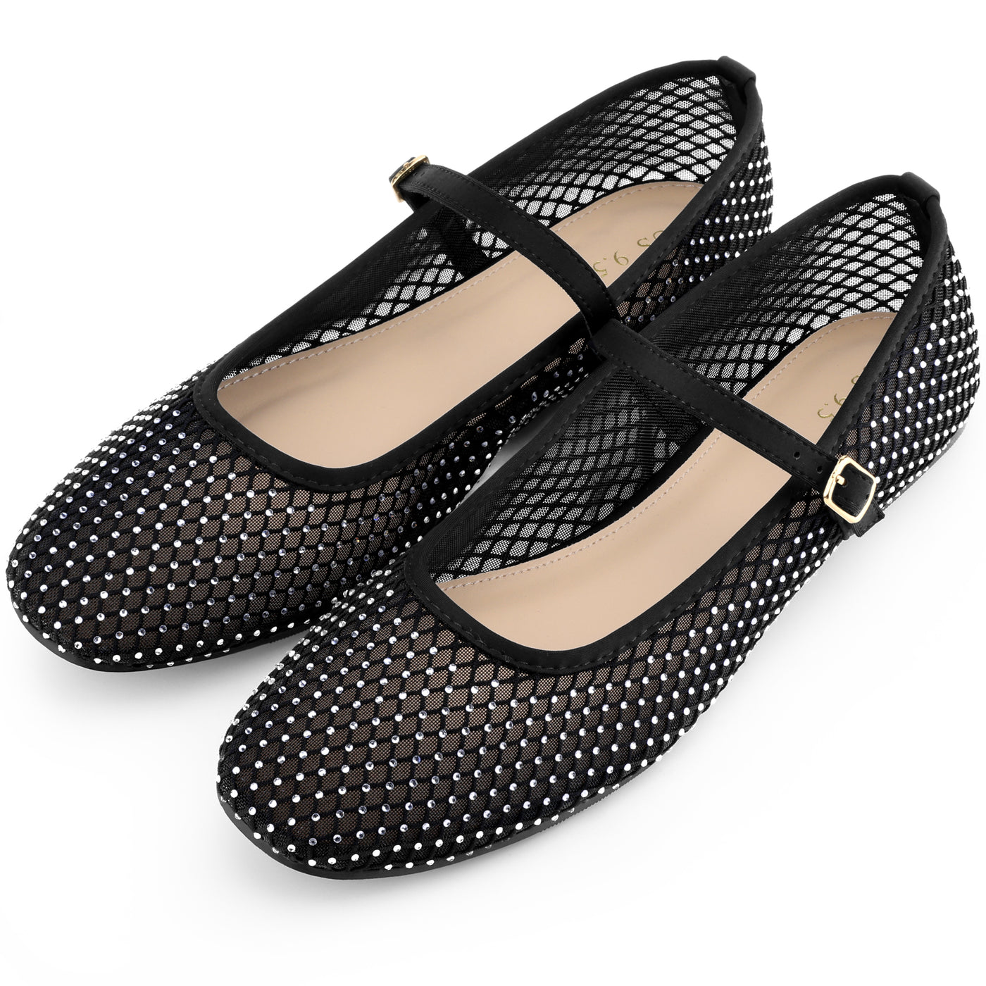 Bublédon Rhinestone Breathable Mesh Ballet Flats Pumps for Women