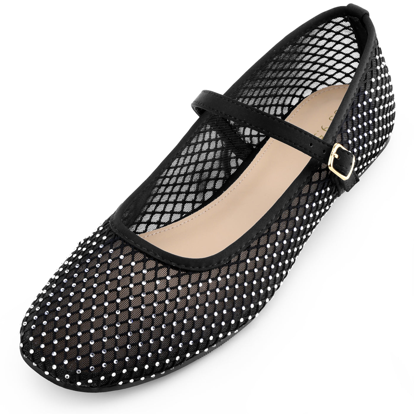 Bublédon Rhinestone Breathable Mesh Ballet Flats Pumps for Women