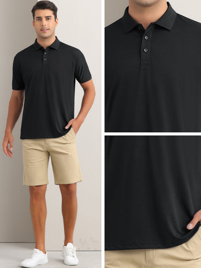 Men's Polo Shirts Short Sleeve Lightweight Regular Fit Casual Business Work Solid Golf Shirt